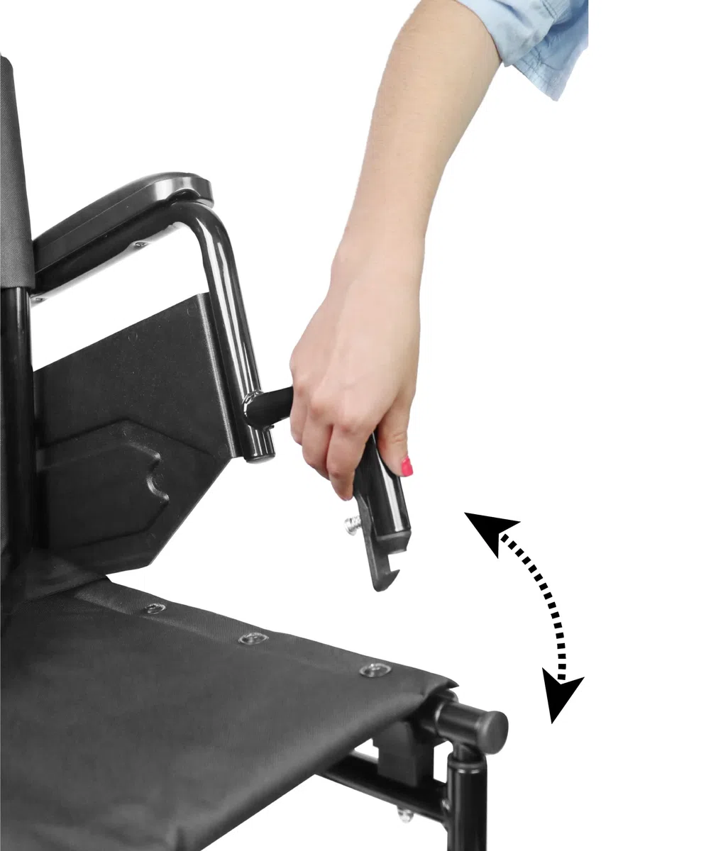 Silla de Ruedas Plegable Ligera (Asiento 46 cm), Estructura de Acero con Freno Manual, Reposabrazos y Reposapies Abatibles, Cinturón