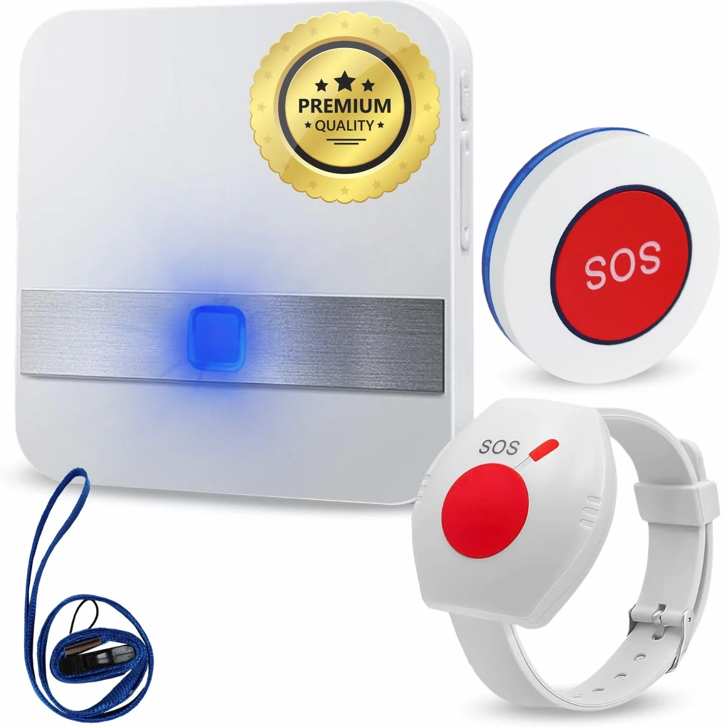 Alarma Avisador Personas Mayores Botón Emergencia Ancianos Reloj Botón SOS Pulsera Personas Mayores y Niños INTERCOMUNICADOR Botón Emergencia para Ancianos Timbre para Enfermos 150 Metros