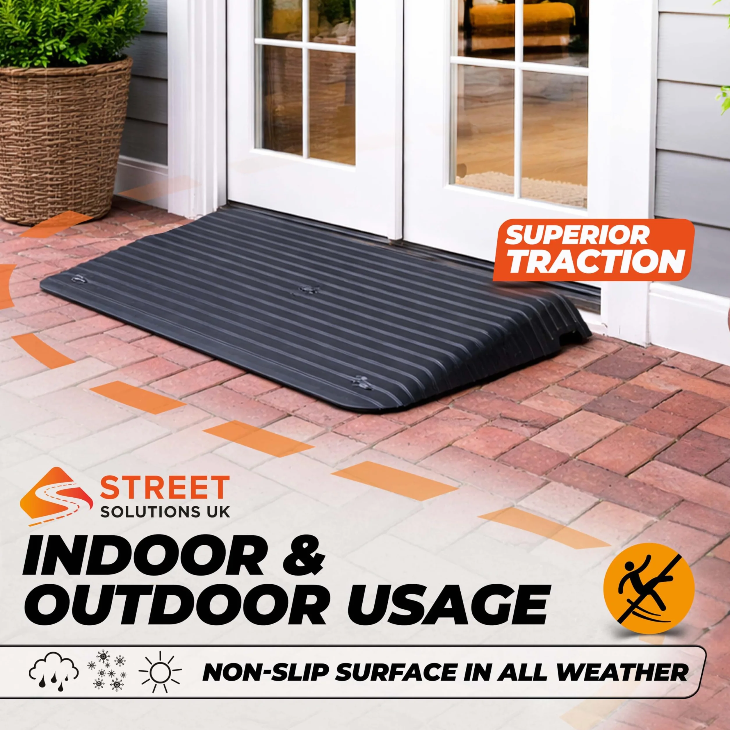 Street Solutions UK Rampas para Silla de Ruedas - Rampa Silla de Ruedas, Scooters y Umbrales con Superficie Antideslizante de Alta Tracción