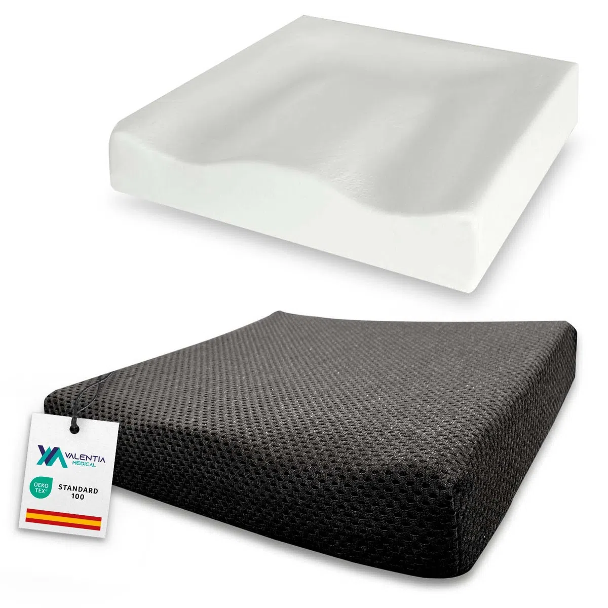 Cojin Antiescaras Viscoelástico para Silla Ruedas con Funda Lavable Antideslizante Alivio Coxis Dolor Lumbar Ortopedico Ergonomía Adultos Prevención Escaras Oficina Coche Sofa Hogar