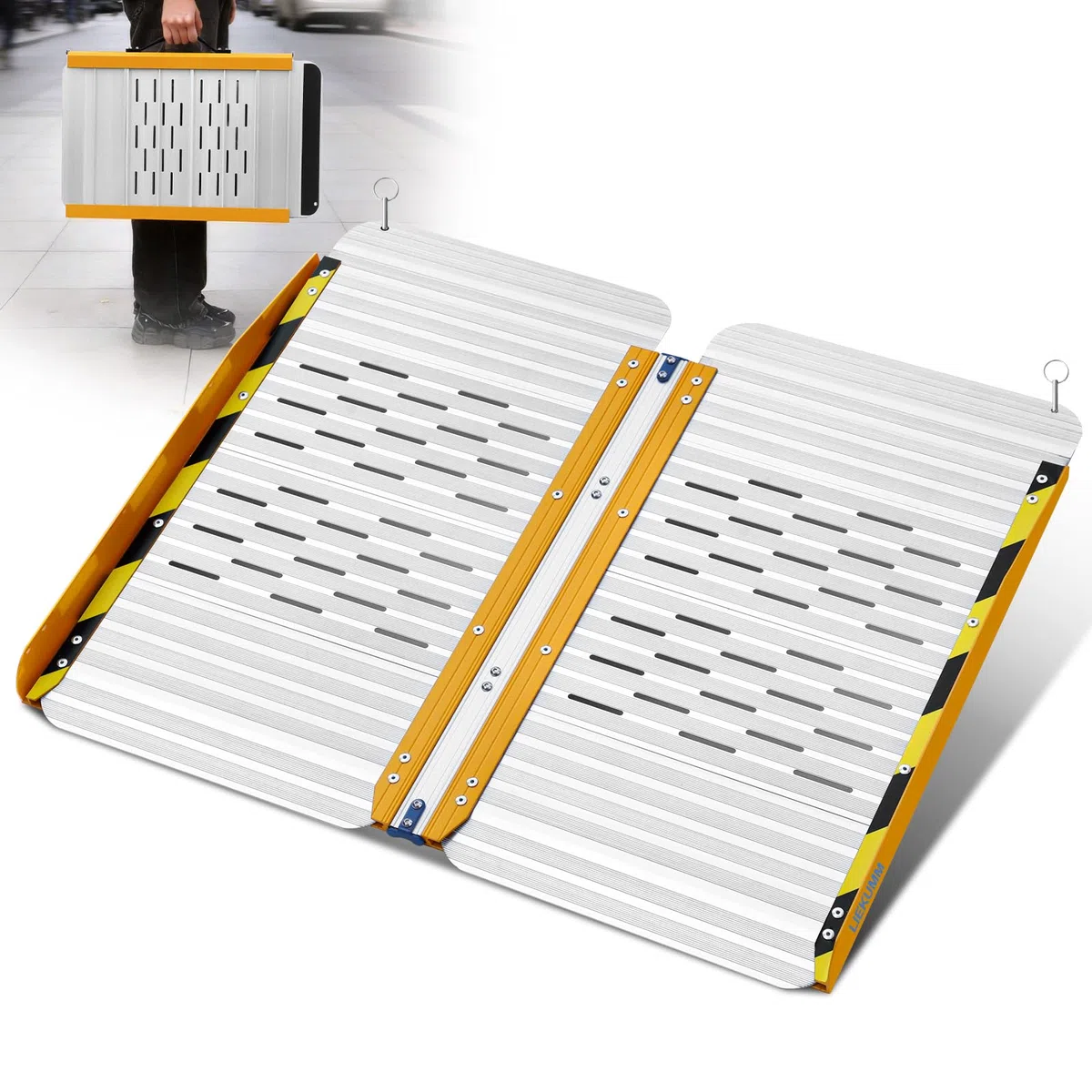 LIEKUMM Rampas para Silla de Ruedas Plegable 61 cm, Capacidad de Carga 300 kg, Rampa Silla de Ruedas de Aluminio para Escaleras y Escalones, Rampa para Silla de Ruedas de Uso Doméstico