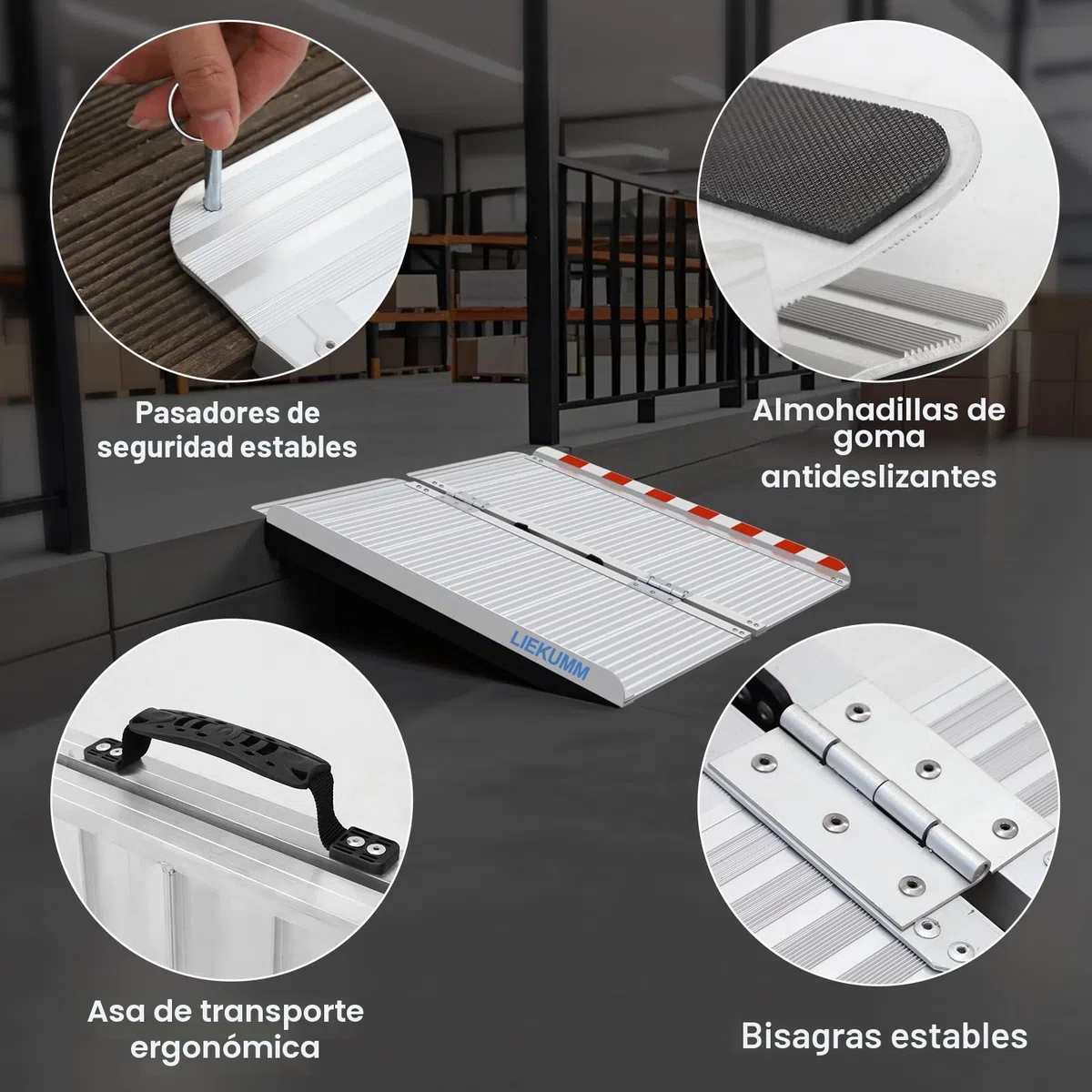 LIEKUMM Rampas para Sillas de Ruedas Plegable, 61 cm con Capacidad de Carga de 300 kg Rampa para Sillas de Ruedas, Rampa de Aluminio para Sillas de Ruedas, Escalones, Bordillos y Cochecitos de Niños