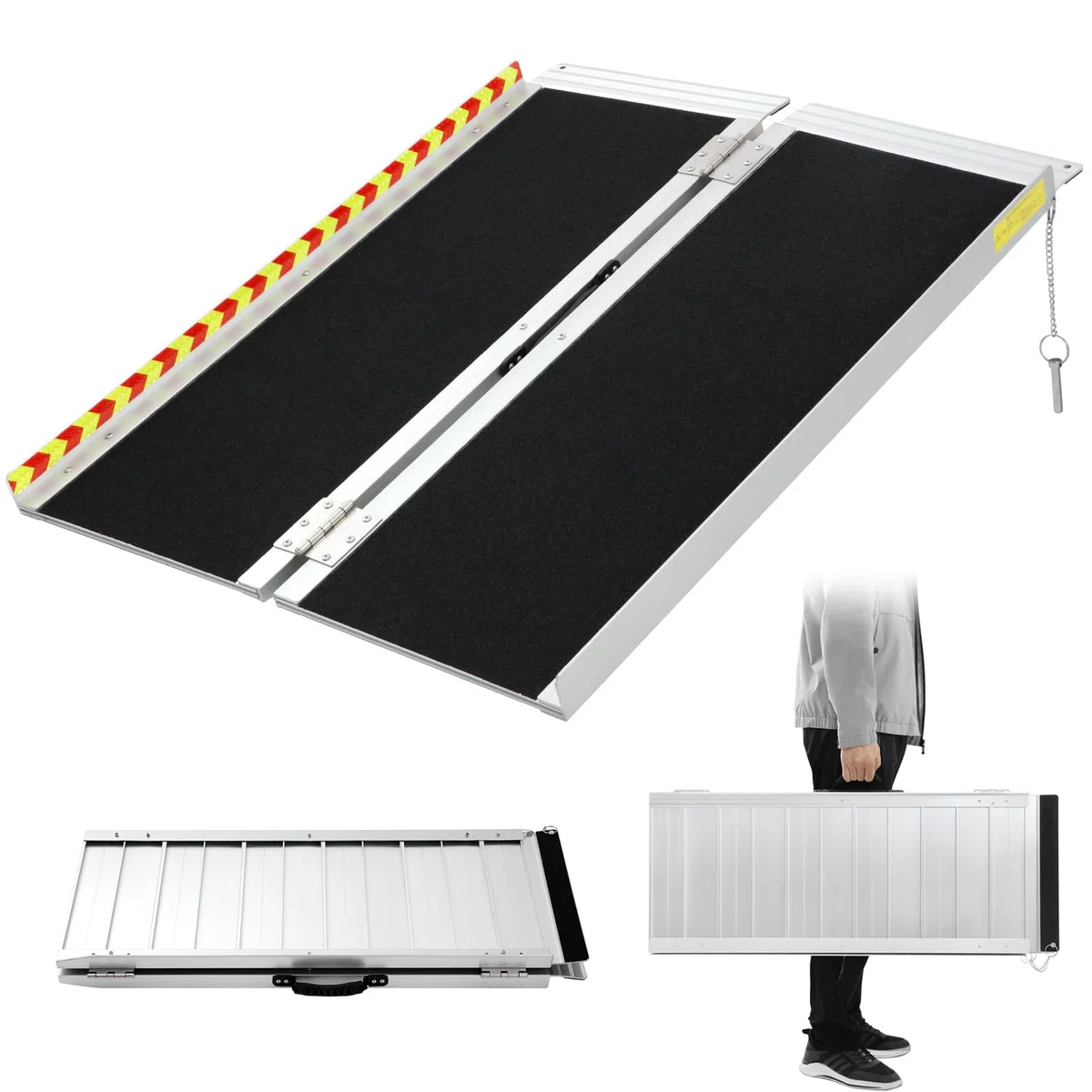 Rampa para Sillas de Ruedas Plegable y Portátil 61cm, Soporta 362kg - para Sillas de Ruedas Portátiles Antideslizantes para Umbrales Escaleras