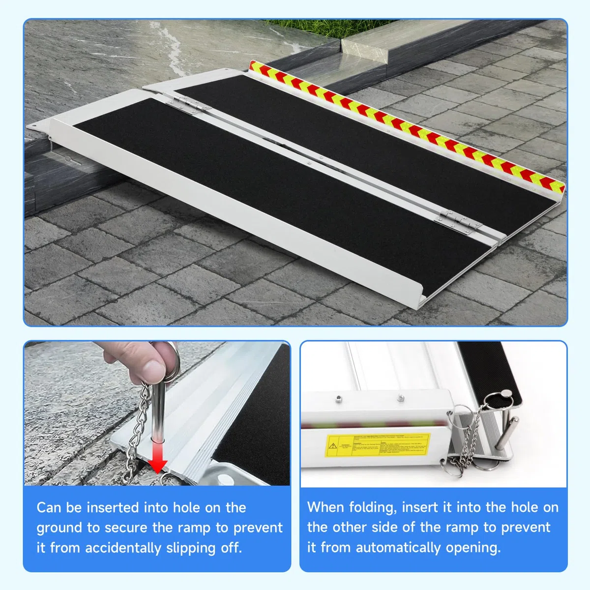 Rampa para Sillas de Ruedas Plegable y Portátil 61cm, Soporta 362kg - para Sillas de Ruedas Portátiles Antideslizantes para Umbrales Escaleras