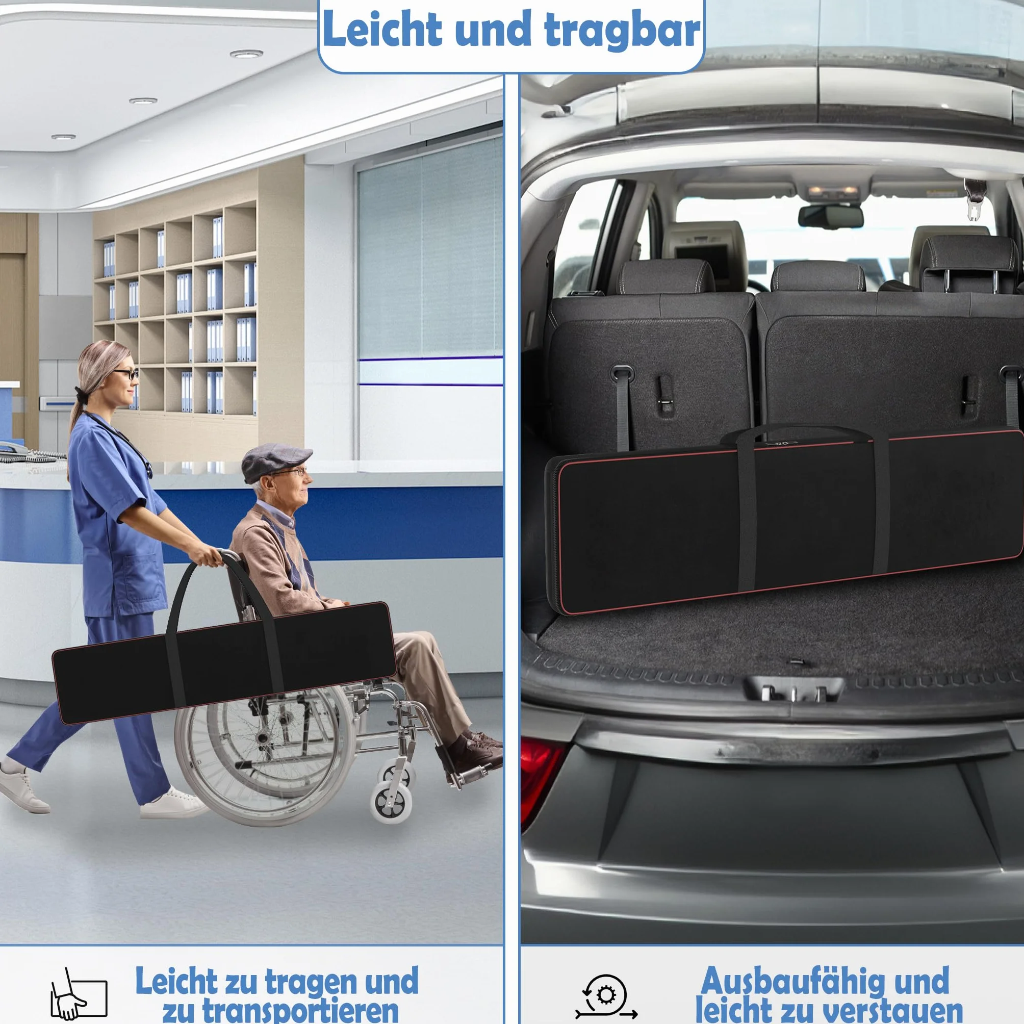 UISEBRT 2 x Rampa telescópica para silla de ruedas, Rampa telescópica de aluminio, Rampa de acceso ajustable, Capacidad de carga para escalera hasta 300 kg (75.5-122cm)