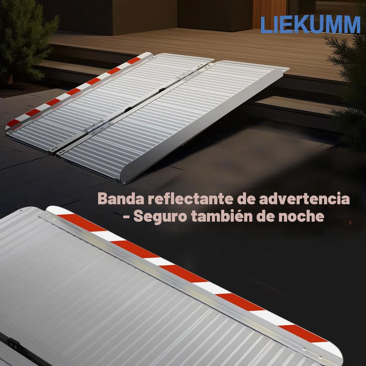 LIEKUMM Rampas para Sillas de Ruedas Plegable, 61 cm con Capacidad de Carga de 300 kg Rampa para Sillas de Ruedas, Rampa de Aluminio para Sillas de Ruedas, Escalones, Bordillos y Cochecitos de Niños