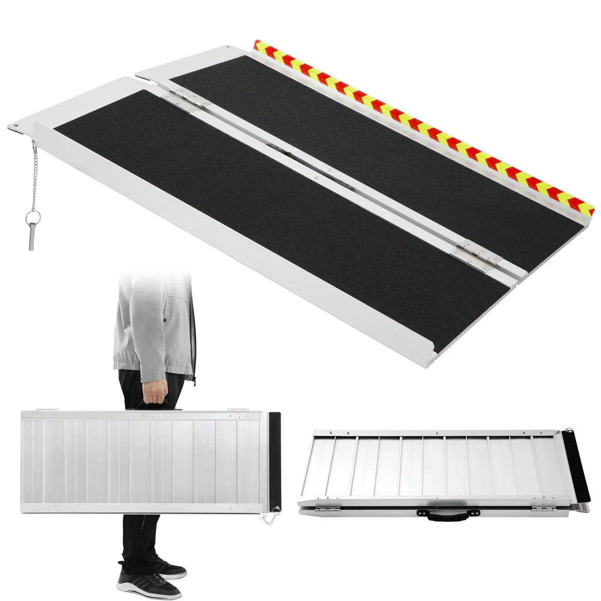 Rampa para Sillas de Ruedas Plegable y Portátil de 122 cm, Soporta 362 kg – Antideslizante para Sillas de Ruedas, Ideal para Umbrales y Escaleras