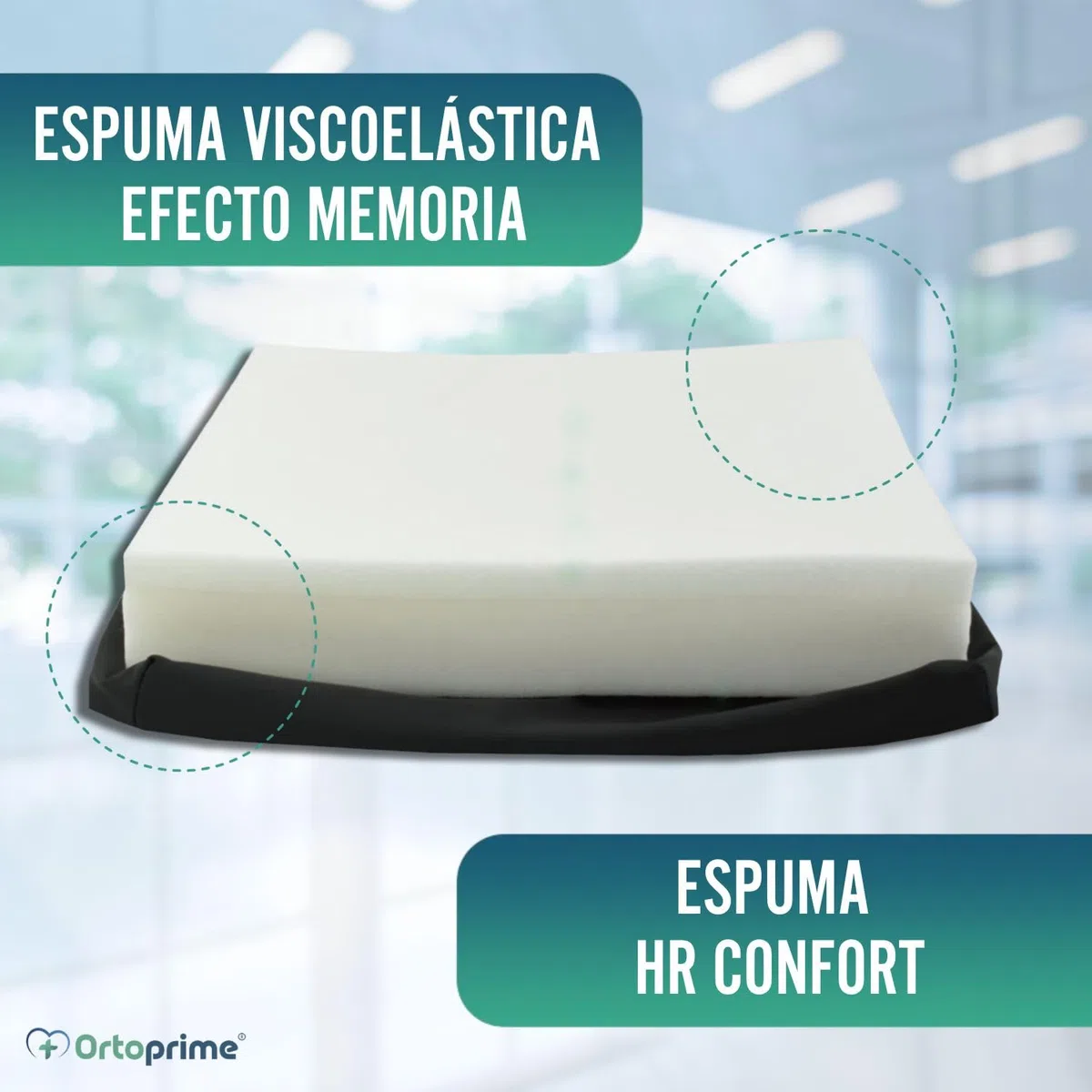OrtoPrime Cojín Antiescaras Viscoelástico + HR Espuma Confort Memory, para Silla de Ruedas Sillón y Oficina, Lavar a mano - Cojín Impermeable, Protección y Comodidad, Negro