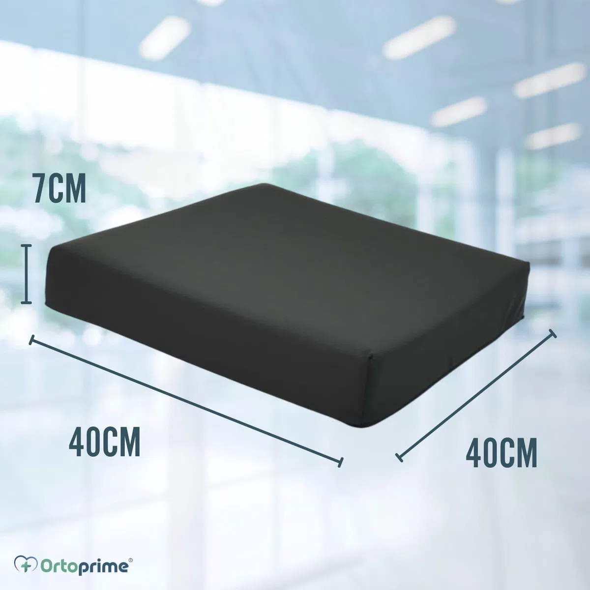 OrtoPrime Cojín Antiescaras Viscoelástico + HR Espuma Confort Memory, para Silla de Ruedas Sillón y Oficina, Lavar a mano - Cojín Impermeable, Protección y Comodidad, Negro