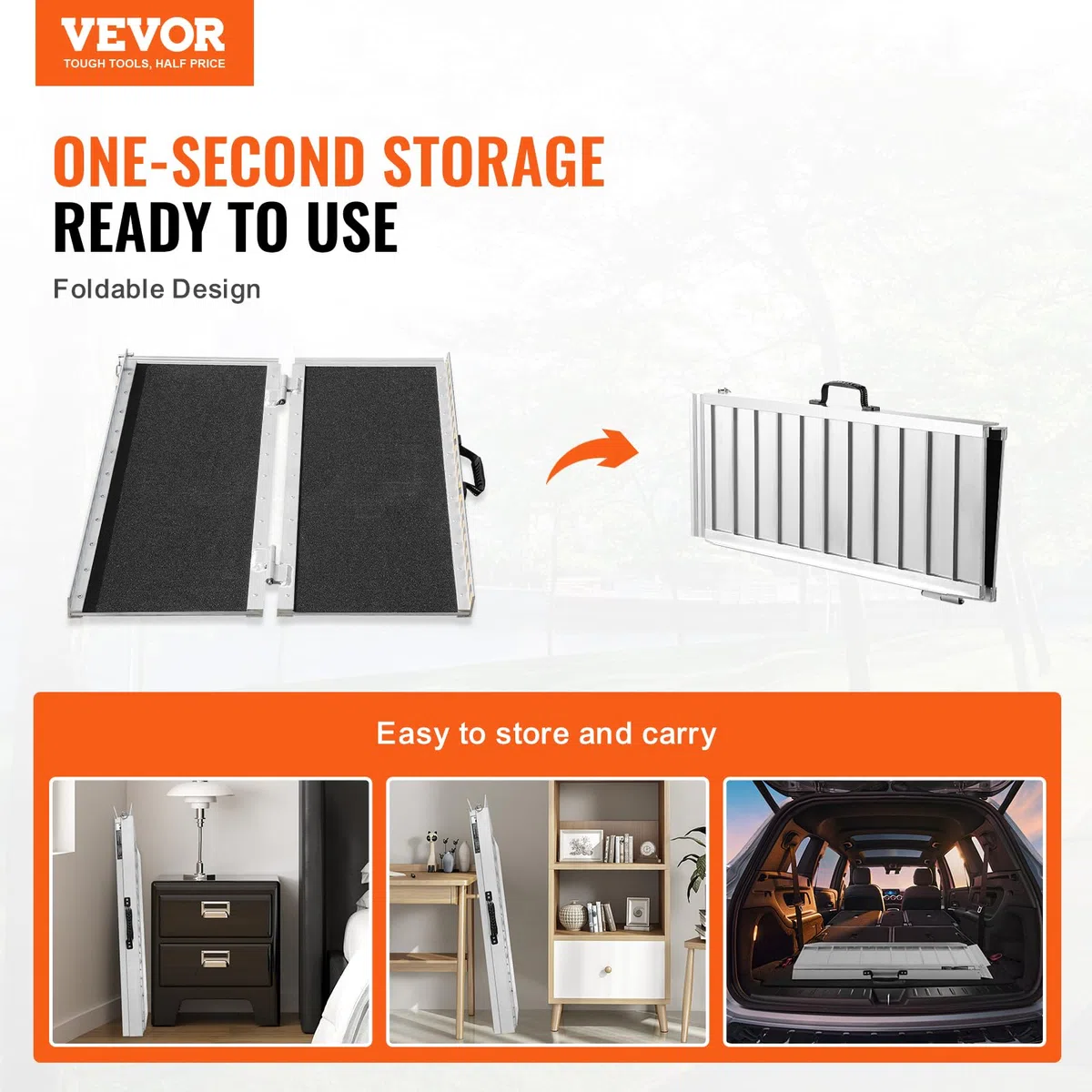 VEVOR Rampa para silla de ruedas, capacidad de 800 libras rampa de umbral plegable portátil de aluminio antideslizante de 24 pulgadas para scooter, discapacitados, escalones, hogar, escaleras, puertas