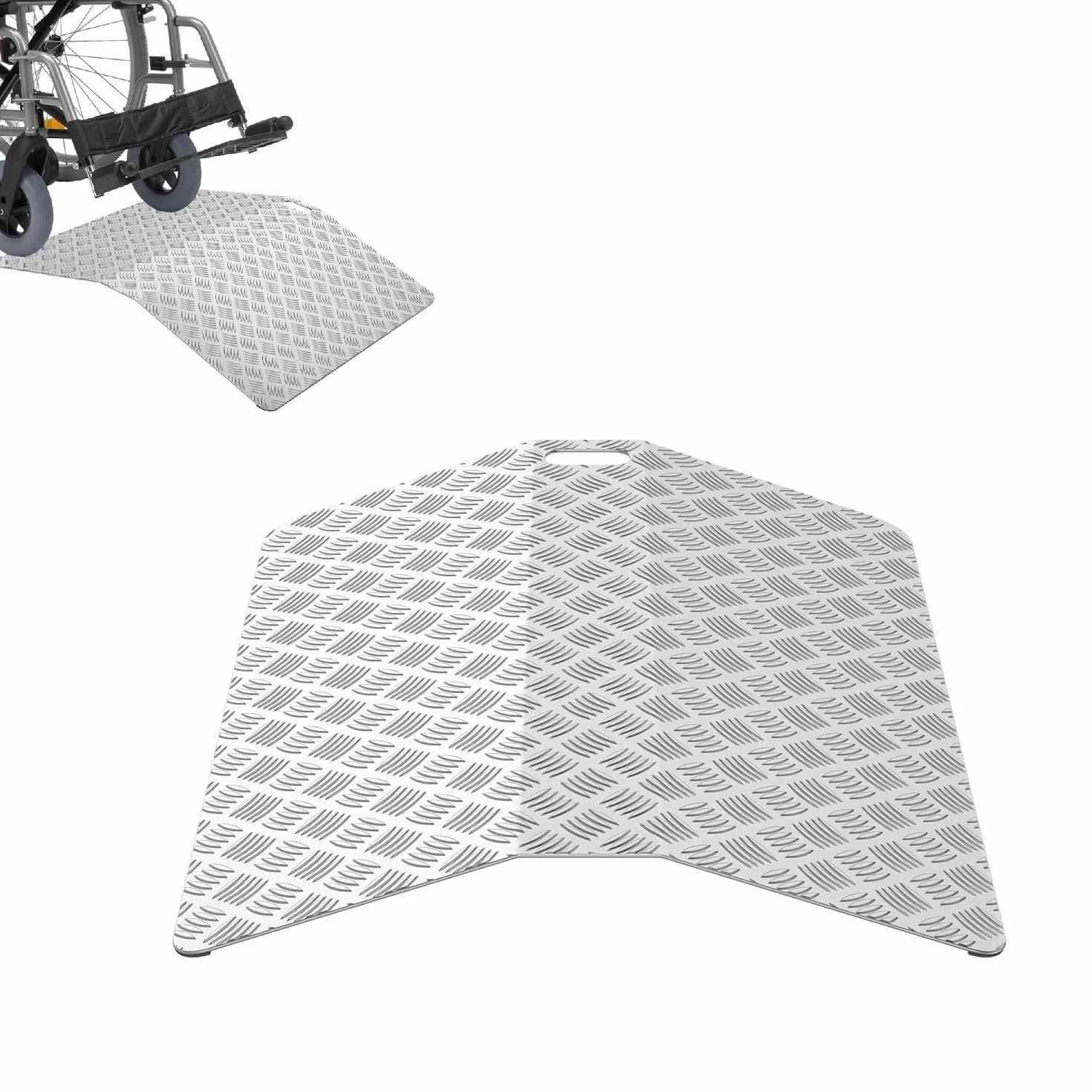 UISEBRT Rampa de umbral de puerta para silla de ruedas, de aluminio, antideslizante, portátil, con asas, capacidad de carga de 270 kg (100 x 70 x 10 cm)