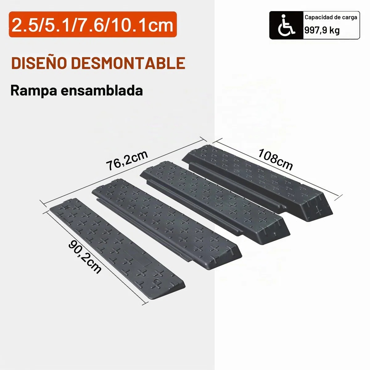 Rampa Modular portátil para sillas de Ruedas, Scooters y peatones