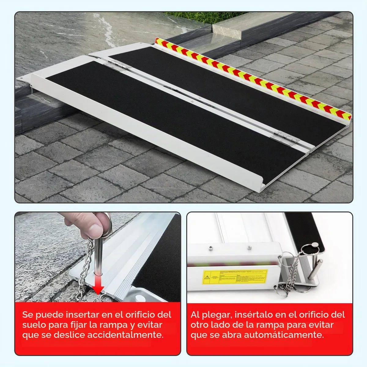 Rampa para Sillas de Ruedas Plegable y Portátil de 122 cm, Soporta 362 kg – Antideslizante para Sillas de Ruedas, Ideal para Umbrales y Escaleras