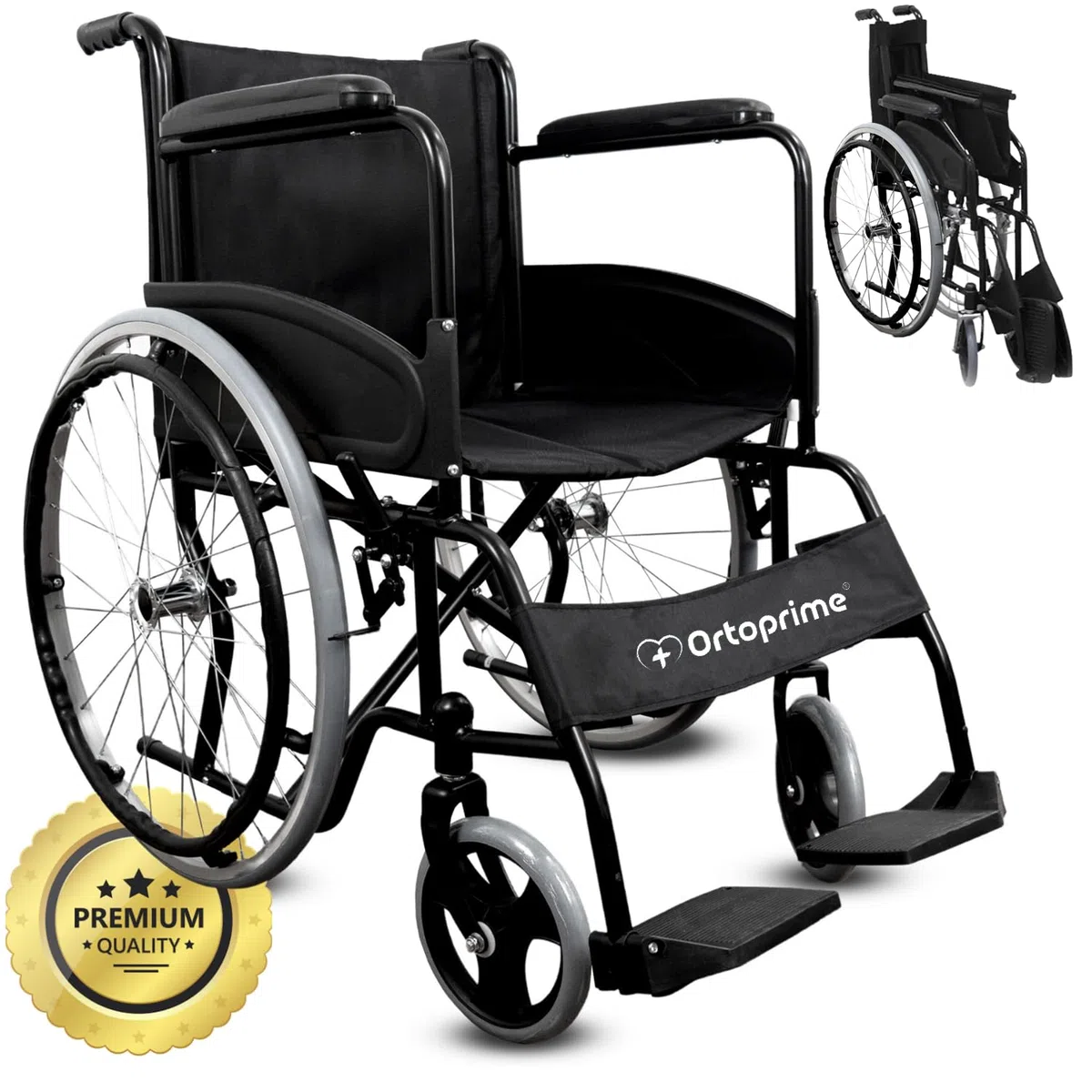 OrtoPrime Silla de Ruedas Plegable Ligera AUTOPROPULSABLE Sillas de ruedas para adultos - Sillas de Ruedas Plegables - Silla de Ruedas Ortopédica - Silla ruedas minusválido PLEGABLE Marca Española