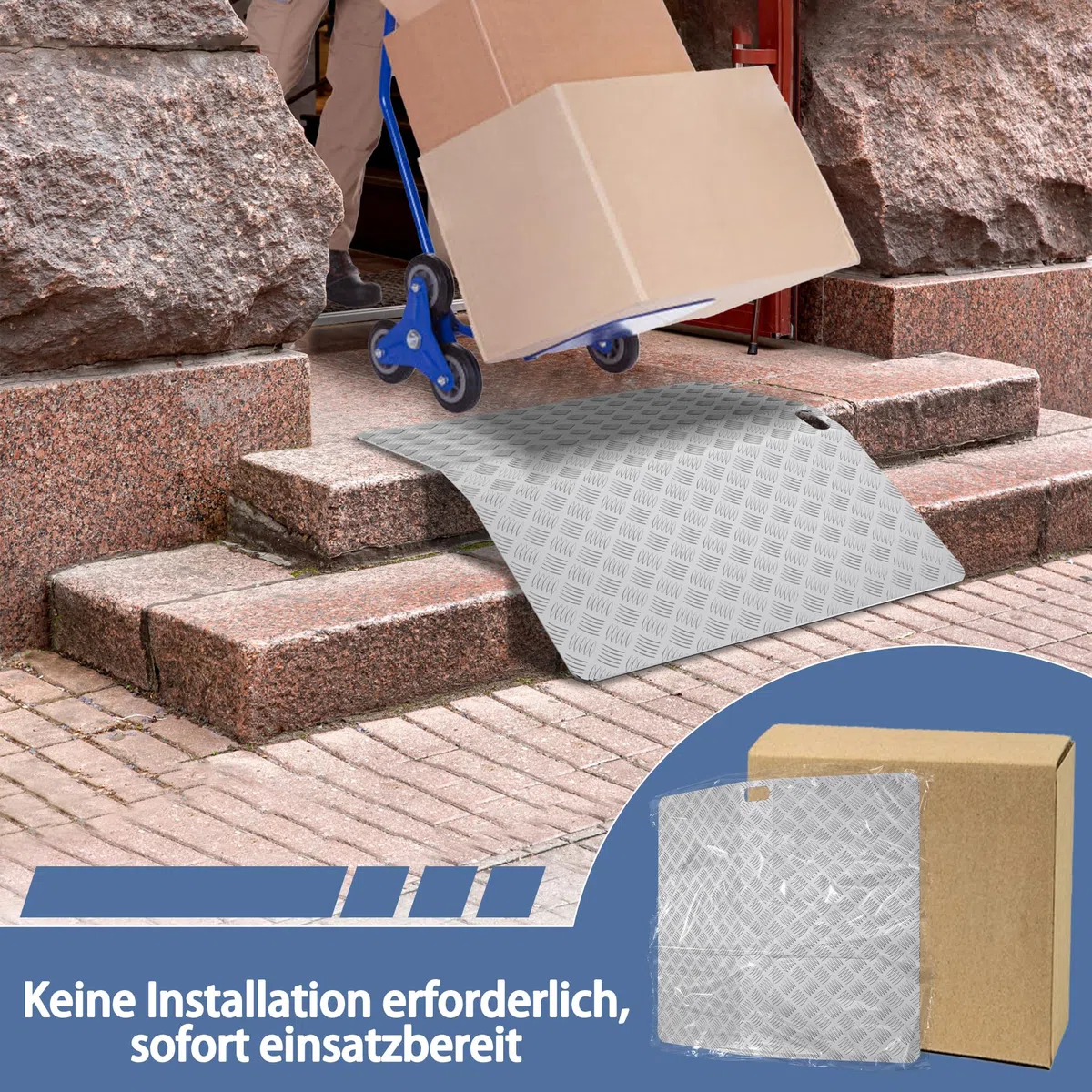 XMTECH Rampa de umbral para silla de ruedas de aluminio, rampa de puente, rampa de umbral de puerta, capacidad de carga 270 kg, 100 cm de longitud