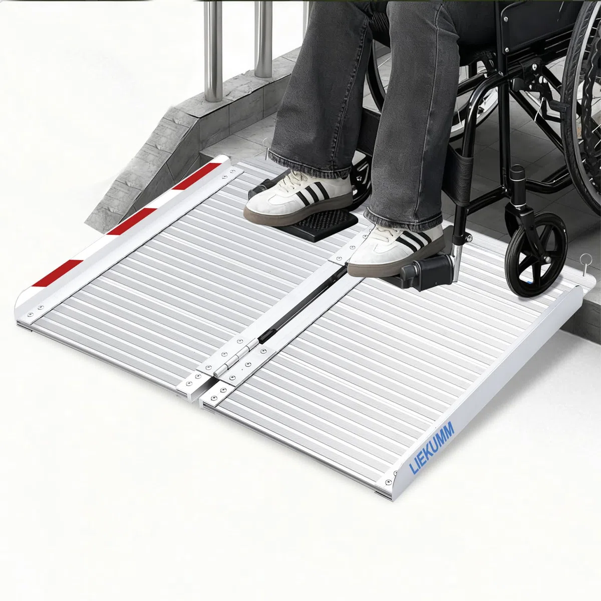 LIEKUMM Rampas para Sillas de Ruedas Plegable, 61 cm con Capacidad de Carga de 300 kg Rampa para Sillas de Ruedas, Rampa de Aluminio para Sillas de Ruedas, Escalones, Bordillos y Cochecitos de Niños