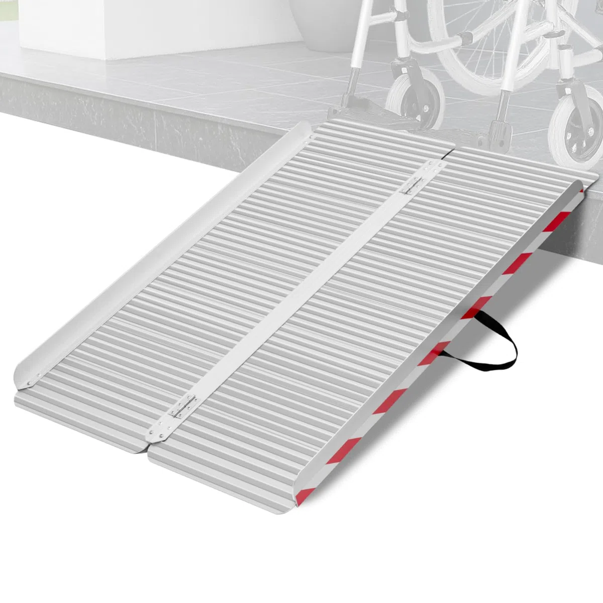 LIEKUMM Rampas para Silla de Ruedas 127 cm, 85 cm Ensanchada, Capacidad de Carga 400 kg Aluminio Rampa para Escaleras, Bordillos, Rampa Minusvalidos para Sillas de Ruedas Eléctricas y Manuales