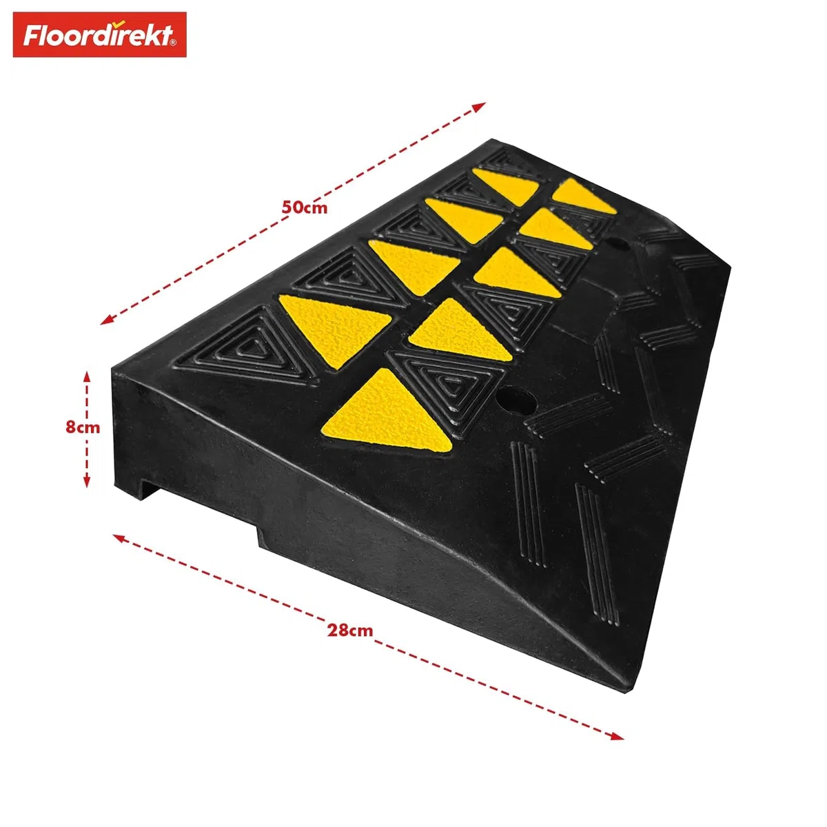 Floordirekt Rampa de umbral Blanc – Rampa de umbral de puerta y bordillos de 8 cm de altura con marcador amarillo brillante – Rampa para silla de ruedas para accesibilidad en bordillos y aceras de