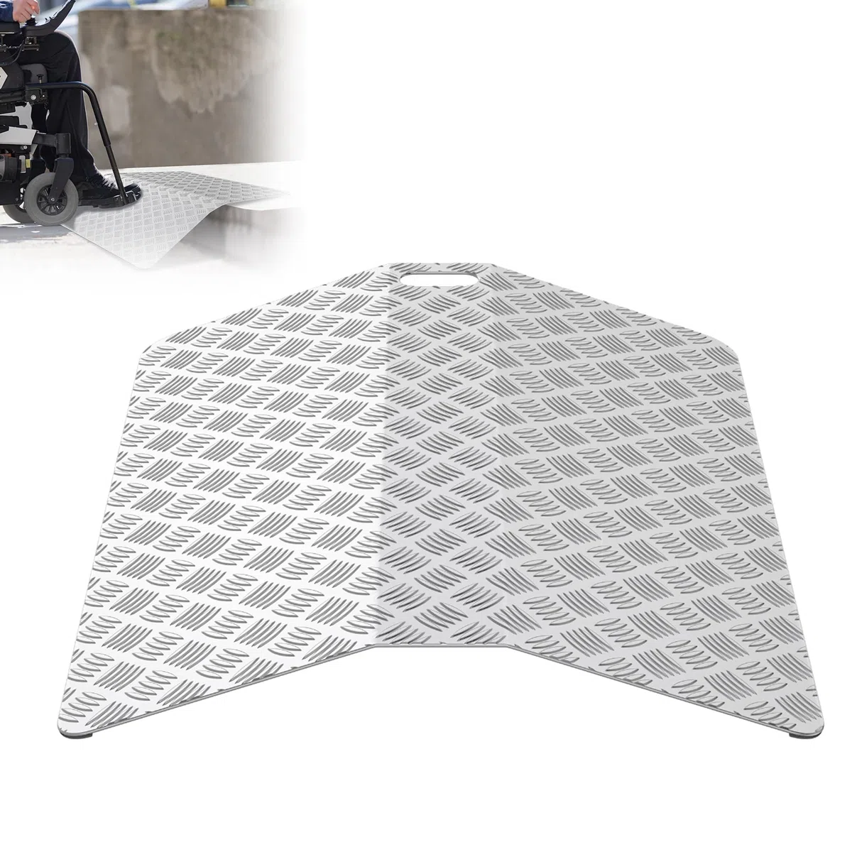 XMTECH Rampa de umbral para silla de ruedas de aluminio, rampa de puente, rampa de umbral de puerta, capacidad de carga 270 kg, 100 cm de longitud