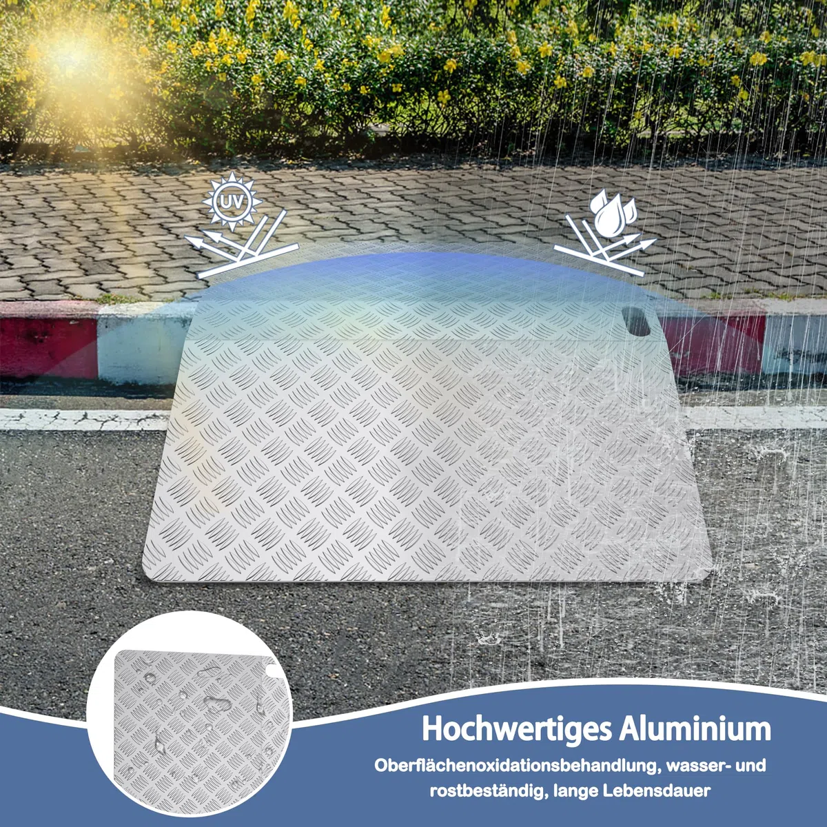 XMTECH Rampa de umbral para silla de ruedas de aluminio, rampa de puente, rampa de umbral de puerta, capacidad de carga 270 kg, 100 cm de longitud