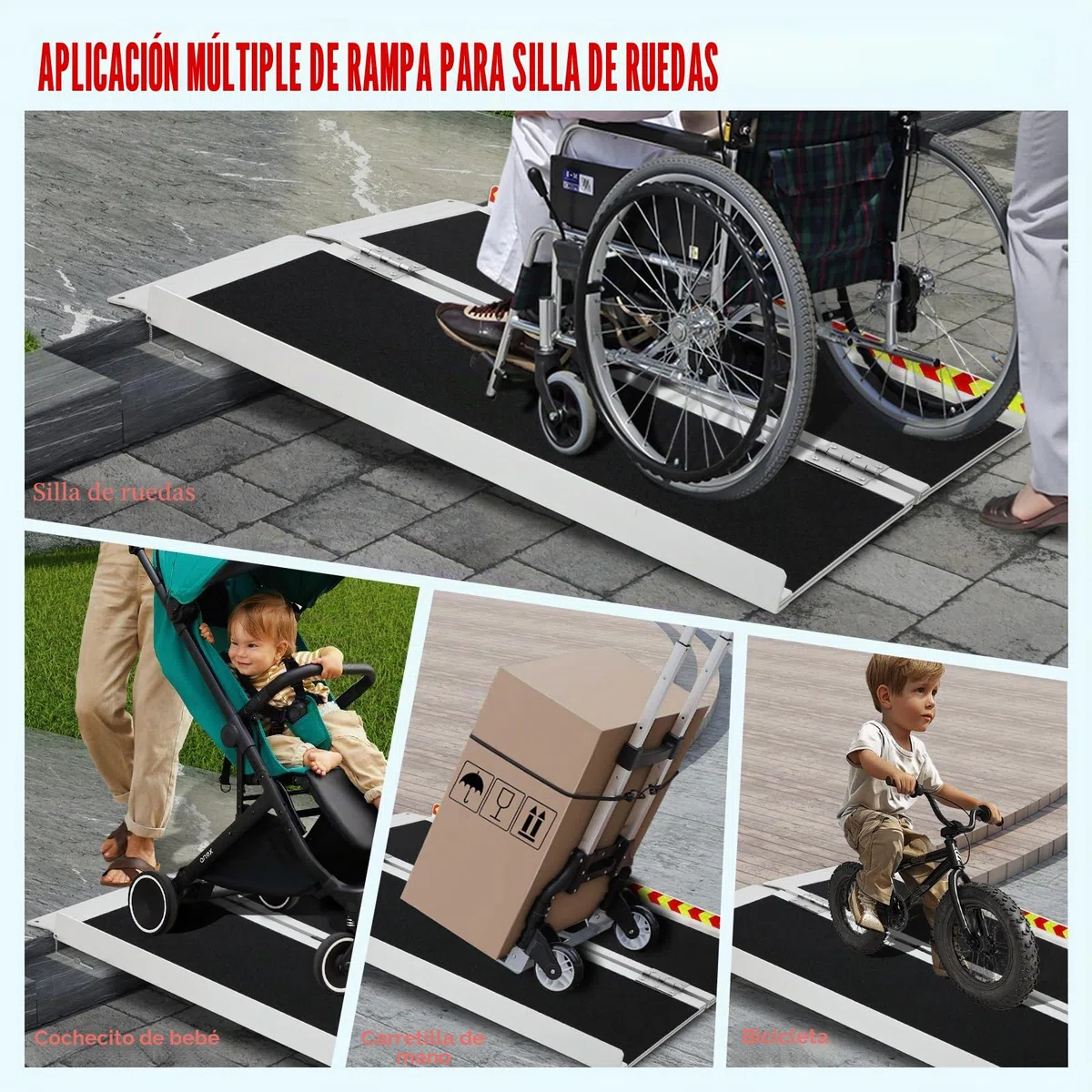 Rampa para Sillas de Ruedas Plegable y Portátil de 122 cm, Soporta 362 kg – Antideslizante para Sillas de Ruedas, Ideal para Umbrales y Escaleras
