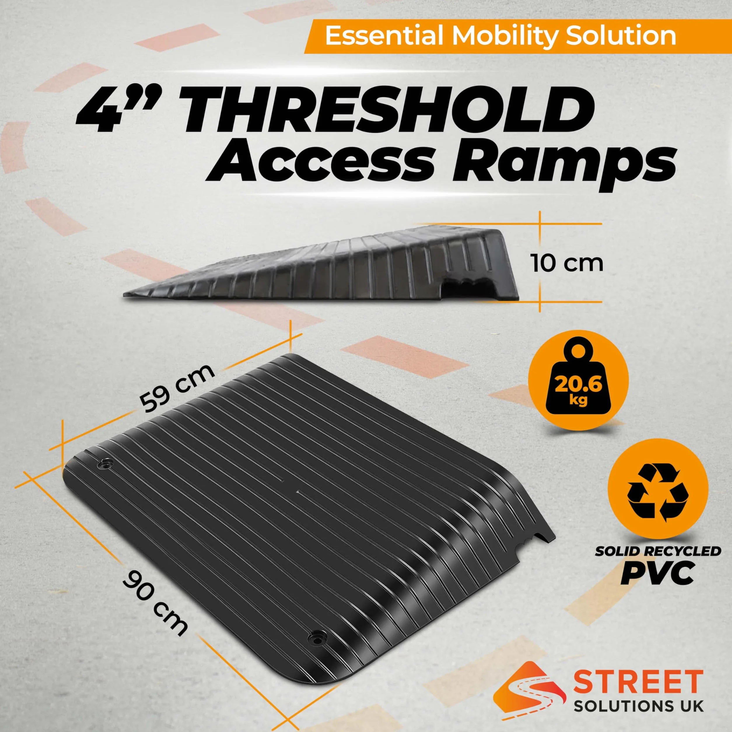 Street Solutions UK Rampas para Silla de Ruedas - Rampa Silla de Ruedas, Scooters y Umbrales con Superficie Antideslizante de Alta Tracción