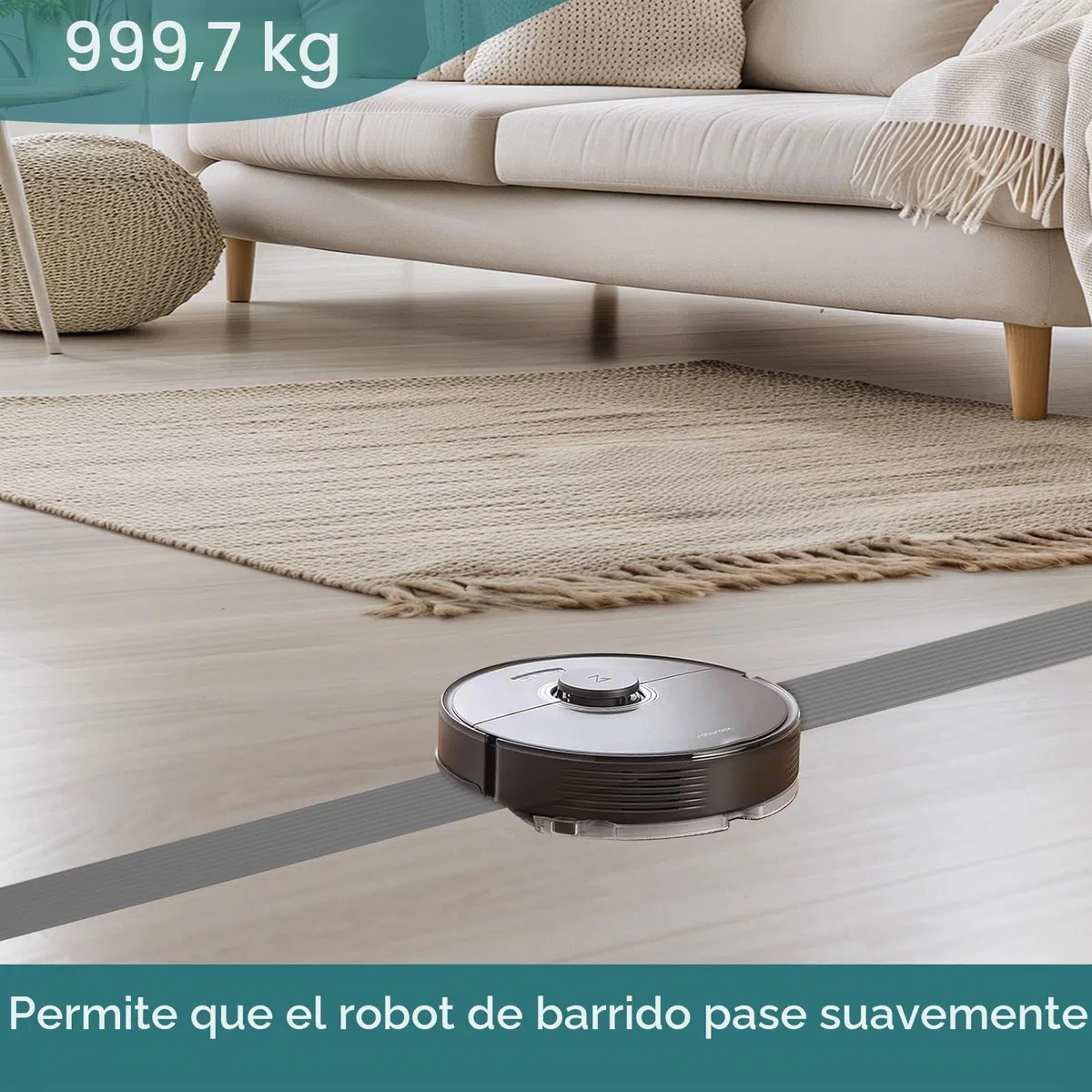 Rampa de Umbral de Puerta, Rampa para Robots Aspiradores, Rampas para Silla de Ruedas, Rampa de Goma Autoadhesiva para Silla de Ruedas, Cochecito, Andador o Scooter Eléctrico (Gris, 90x8x1,5cm)