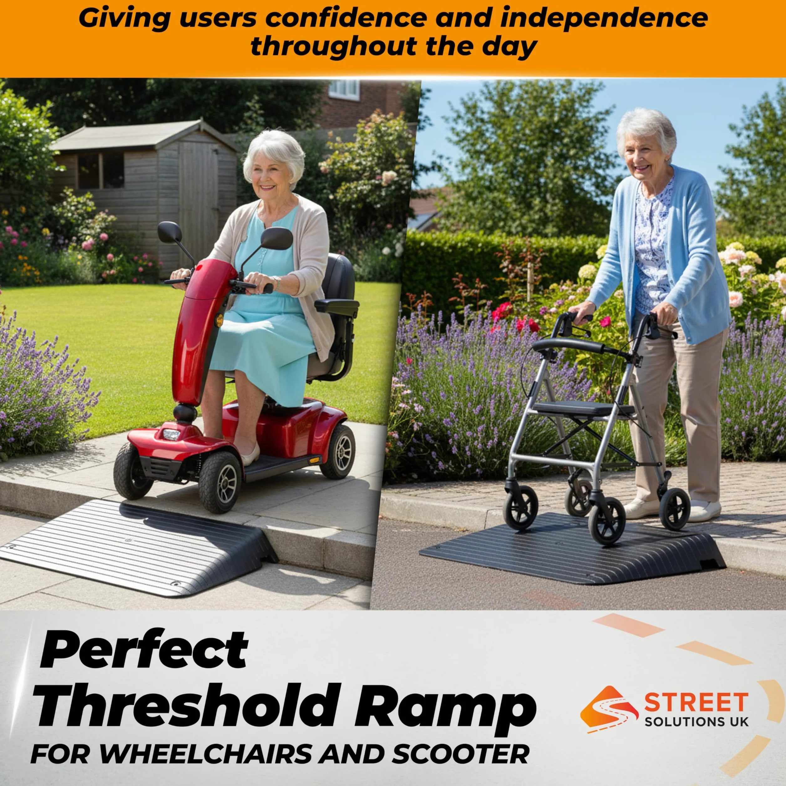 Street Solutions UK Rampas para Silla de Ruedas - Rampa Silla de Ruedas, Scooters y Umbrales con Superficie Antideslizante de Alta Tracción