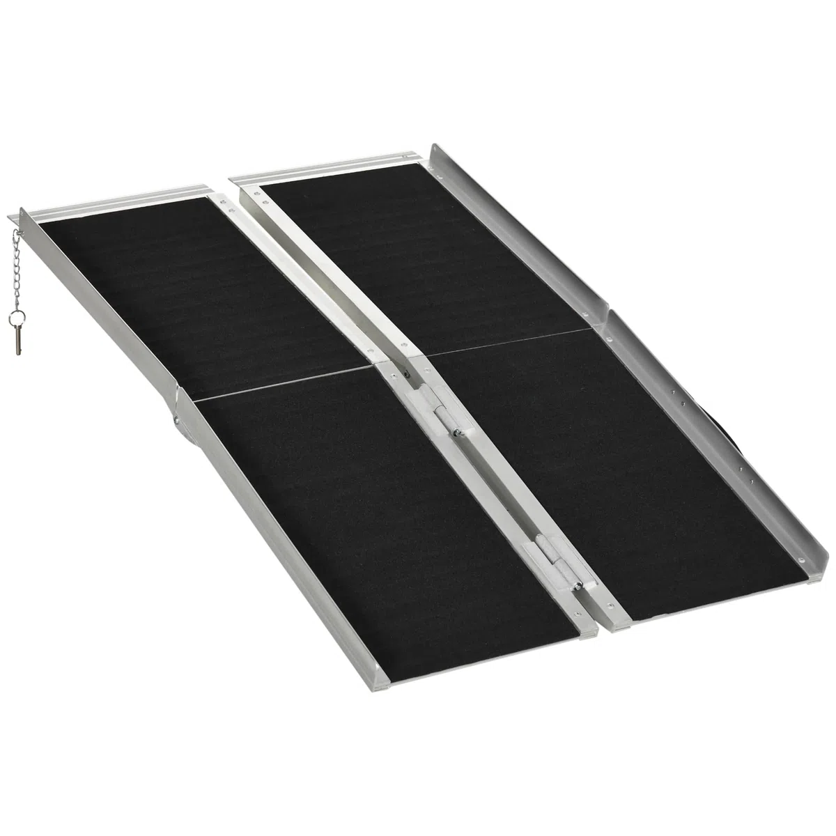 HOMCOM Rampa para Sillas de Ruedas Plegable, 122 cm, Carga 270 kg, Rampa Portátil de Aluminio Antideslizante con Bordes de Seguridad y Asa, para Escaleras, Puertas, Discapacitados