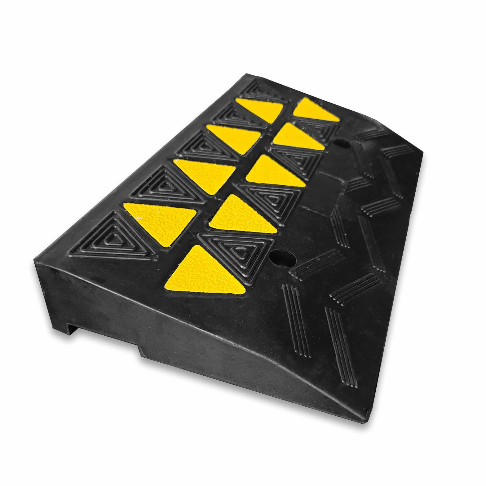 Floordirekt Rampa de umbral Blanc – Rampa de umbral de puerta y bordillos de 8 cm de altura con marcador amarillo brillante – Rampa para silla de ruedas para accesibilidad en bordillos y aceras de