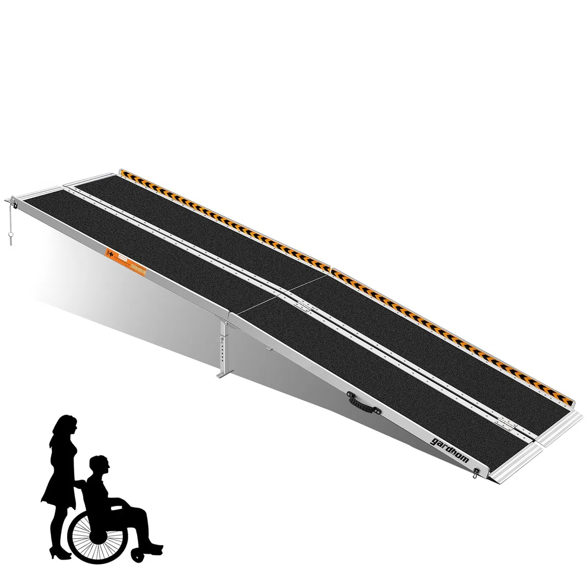 gardhom Rampas para sillas de Ruedas de 305 cm, Extra Anchas de 72 cm, Plegable, portátil, Antideslizante, de Aluminio, para umbral de Puerta, escalones, escaleras, Capacidad de Carga de 362 kg