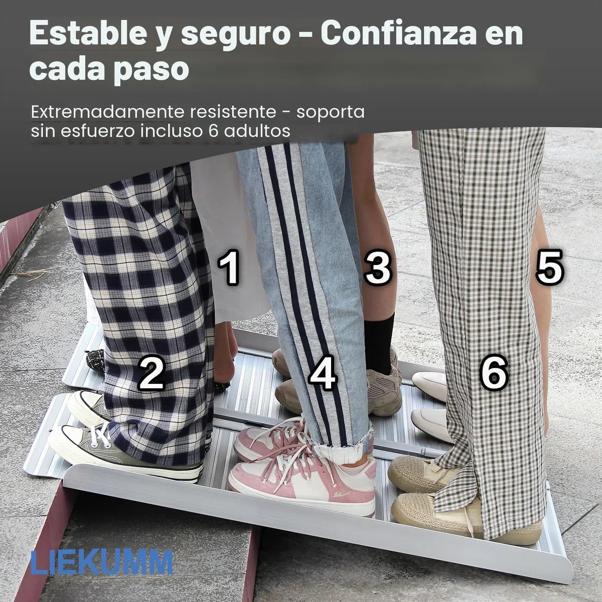 LIEKUMM Rampas para Sillas de Ruedas Plegable, 61 cm con Capacidad de Carga de 300 kg Rampa para Sillas de Ruedas, Rampa de Aluminio para Sillas de Ruedas, Escalones, Bordillos y Cochecitos de Niños