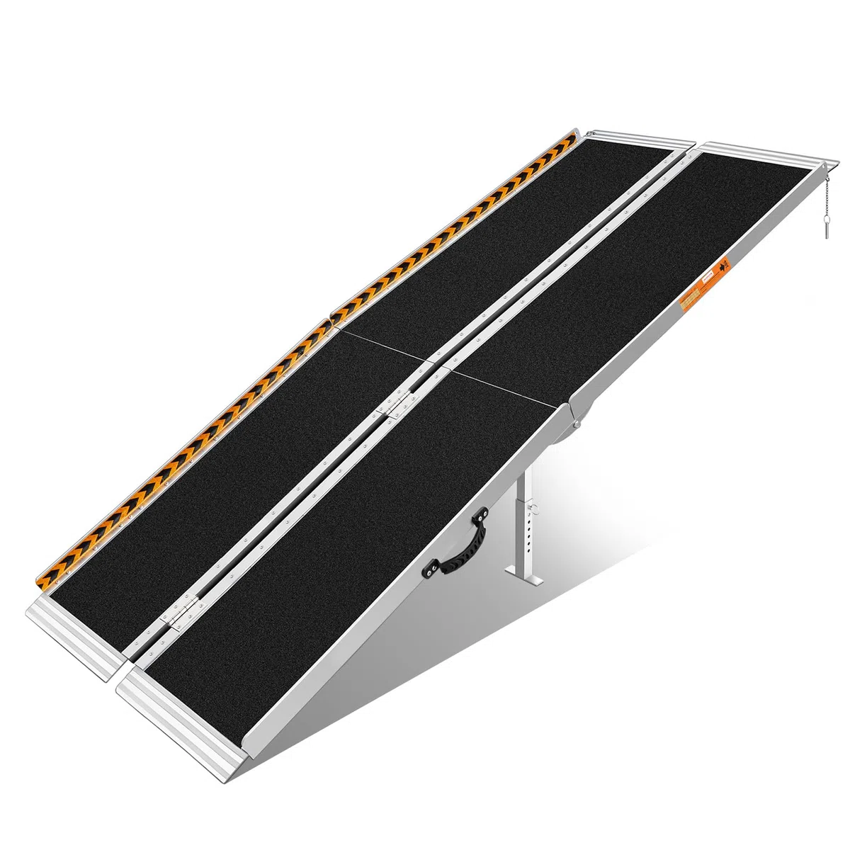 FACHNUO Rampa para sillas de ruedas, 243 cm, plegable, de aluminio, con patas de apoyo ajustables, capacidad de carga de 362 kg, antideslizante y portátil, rampa negra para escaleras bajas, peldaños