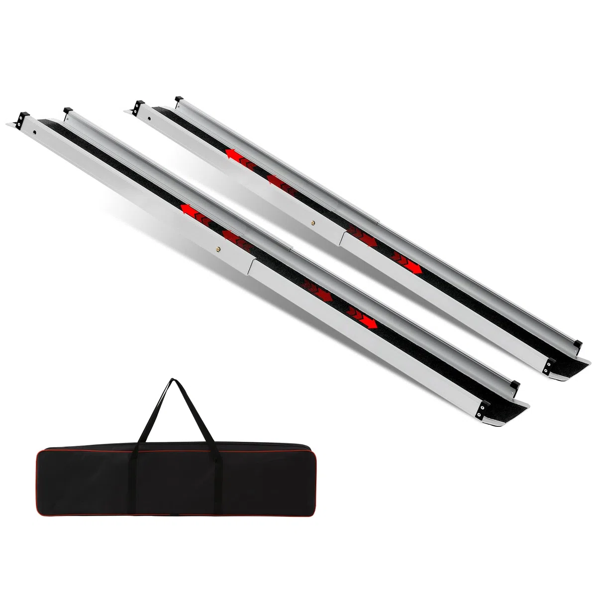 2 PCS Rampa para Silla de Ruedas, Rampa de Acceso Ajustable de 90 a 152 cm, Carga Máxima 272 kg, Rampas Telescópicas de Longitud Variable con Superficie Antideslizante