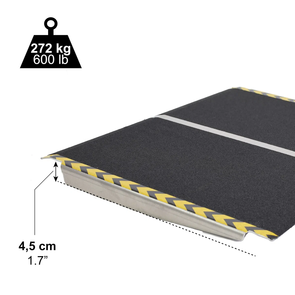 PEPE Mobility Rampa Silla de Ruedas 7, 8, 9, 10, 11, 12, 13, 14, 15 cm Alto, Anchura 81 cm, Superficie Antideslizante, Ideal Escalón y Bordillos, Soporta 272 kg, Salva Escalones
