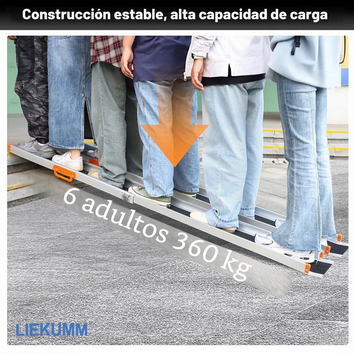 LIEKUMM 2 x 77,5-122,5 cm Rampas Telescópicas para Sillas de Ruedas, Capacidad Carga de 300 kg Rampa Silla de Ruedas Ajustable, Rampa de Acceso para Escaleras, Bordillos, Scooters y Bicicletas