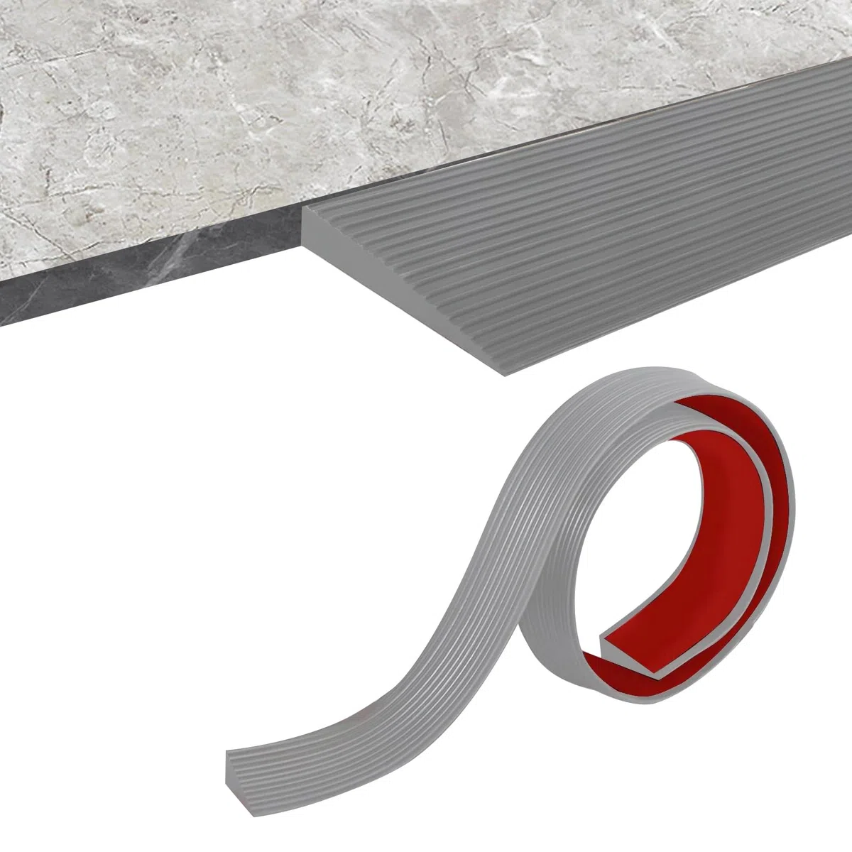 Rampa de Umbral de Puerta, Rampa para Robots Aspiradores, Rampas para Silla de Ruedas, Rampa de Goma Autoadhesiva para Silla de Ruedas, Cochecito, Andador o Scooter Eléctrico (Gris, 90x8x1,5cm)