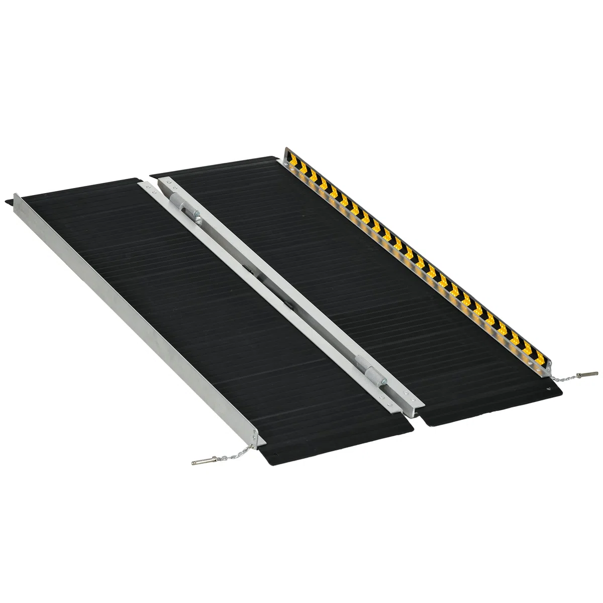 HOMCOM Rampa para Sillas de Ruedas Plegable de Aleación de Aluminio 122 cm Rampa Portátil con Adhesivos Reflectantes Carga 272 kg Negro