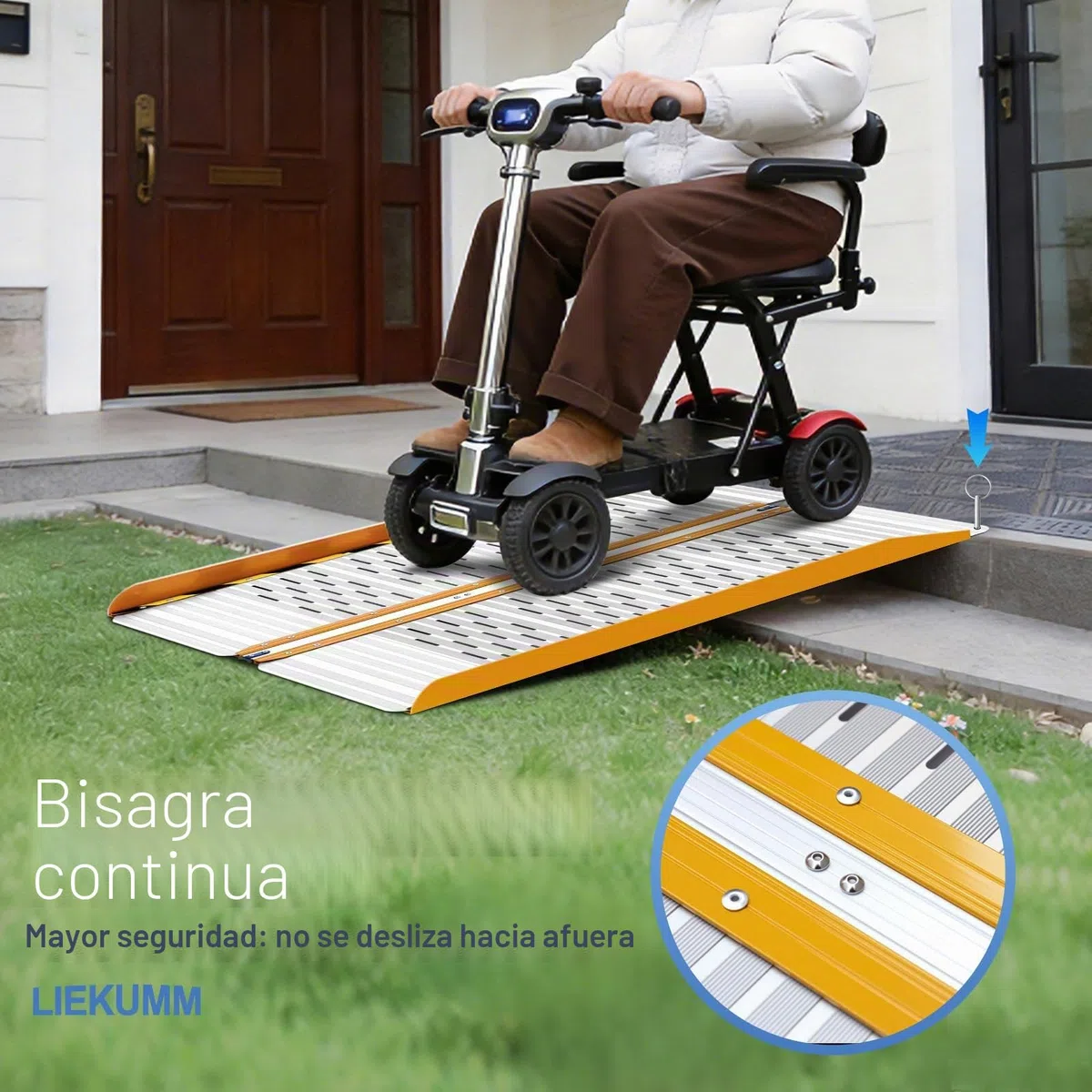 LIEKUMM Rampas para Silla de Ruedas Plegable 61 cm, Capacidad de Carga 300 kg, Rampa Silla de Ruedas de Aluminio para Escaleras y Escalones, Rampa para Silla de Ruedas de Uso Doméstico