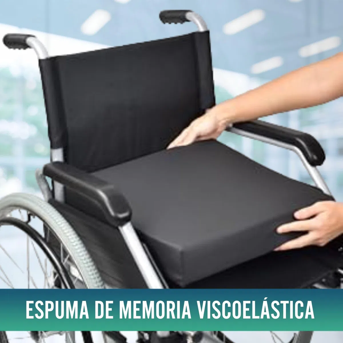 OrtoPrime Cojín Antiescaras Viscoelástico + HR Espuma Confort Memory, para Silla de Ruedas Sillón y Oficina, Lavar a mano - Cojín Impermeable, Protección y Comodidad, Negro
