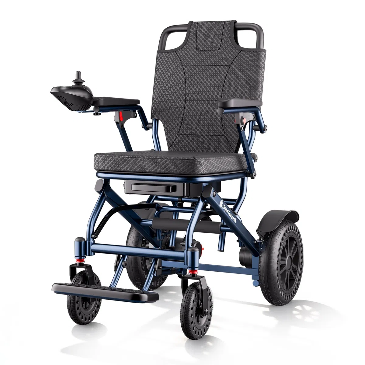 【Versión Mejorada】D14 Silla de Ruedas Eléctrica Plegable para Personas Mayores, Autonomía de 25km, 500W Motor, Cojín de asiento engrosado, Apta para Viajes y Estándares de Embarque (D14-Azul)