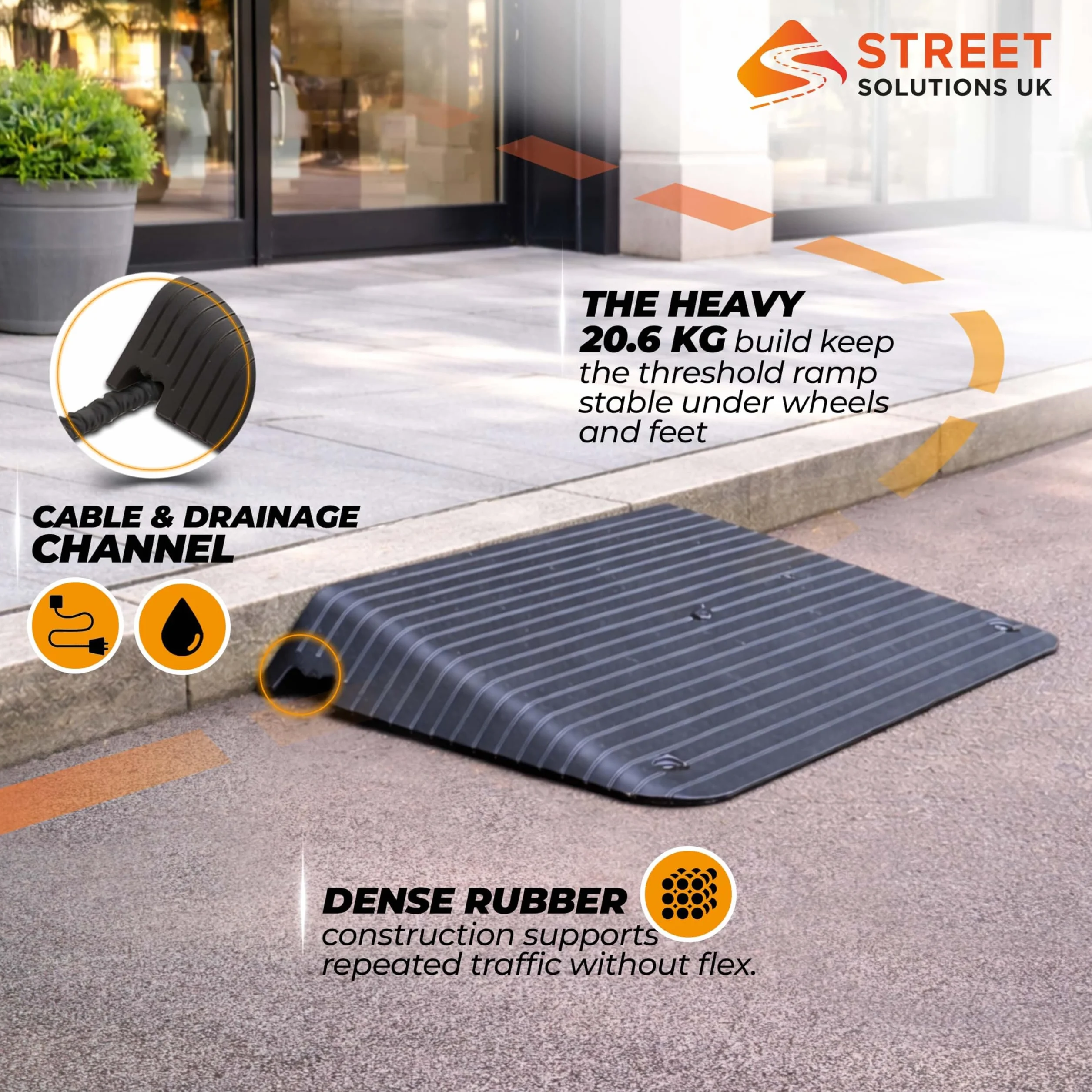 Street Solutions UK Rampas para Silla de Ruedas - Rampa Silla de Ruedas, Scooters y Umbrales con Superficie Antideslizante de Alta Tracción